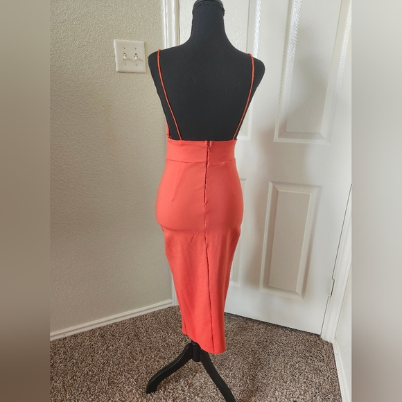 Superdown Revolve Poppy Red Trista Bodycon Midi Dress Cutout S Spaghetti Strap - Picture 9 of 10